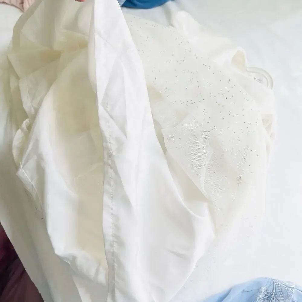 Baby Girls Carters Short Sleeve Off White‎ Sparkly Tulle Mesh Dress -9 Months